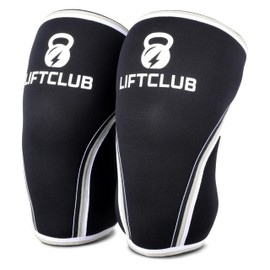 LIFTCLUB Knee Sleeves (1 Pair) - Knee Sleeves and Compression Brace for Squats, Fitness, Weightlifting, and Powerlifting 7MM for Men and Women (Black/White, X-Large)