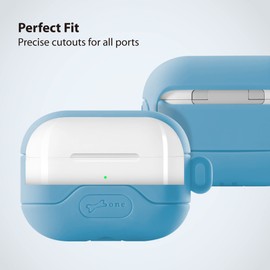 BONE AirPods Pro 2 Strap Case, Waterproof Silicone Case with Shock-Absorbing Design, Supports Wireless & MagSafe Charging, Compatible with AirPods Pro 2nd Generation (Kusumi Blue)