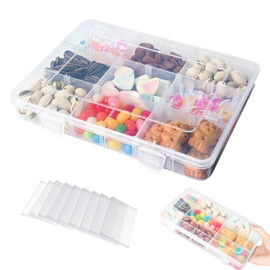 Snack Box for Kids, Snack Box with 18 Removable Grids Compartments, Multi Plastic Snack Boxes for Kids Travel Trays with Compartment Box for Travel Snack Box for Plane Clear PP Storage Case with Detac