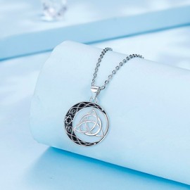 Arrebol Celtic Knot Chain Women's Sterling Silver 925 Necklace Pendant for Women Couple Jewellery Gift 45 cm + 5, Silver, Cubic Zirconia