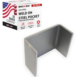Boxer 20 Pack Heavy Duty Weld On Steel Stake Pocket Anchors for Flatbed Trailers and Trucks - 2x4 Weld On Steel Bracket