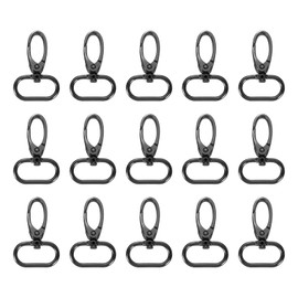 sourcing map 15Pcs Swivel Clasps, 0.98 Inch Oval Ring Lobster Clasp Claw Metal Push Gate Snap Hooks for Purse Making Keychain Belt Strap, Gray Black
