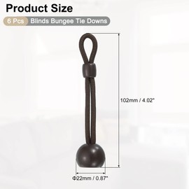 sourcing map 6Pcs 4" Bungee Tie Downs, Sun Shade Tie Down Straps Replacement Parts, Universal Elastic Rope for Exterior Roller Shade, Outdoor Indoor Blinds, Coffee