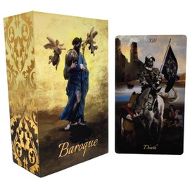 La Muci - Cartas barrocas de tarot de lámina dorada con guía para principiantes, juego de 78 barajas originales de tarot, tarot de lámina dorada con bordes dorados, tarjetas de tarot de hilo dorado