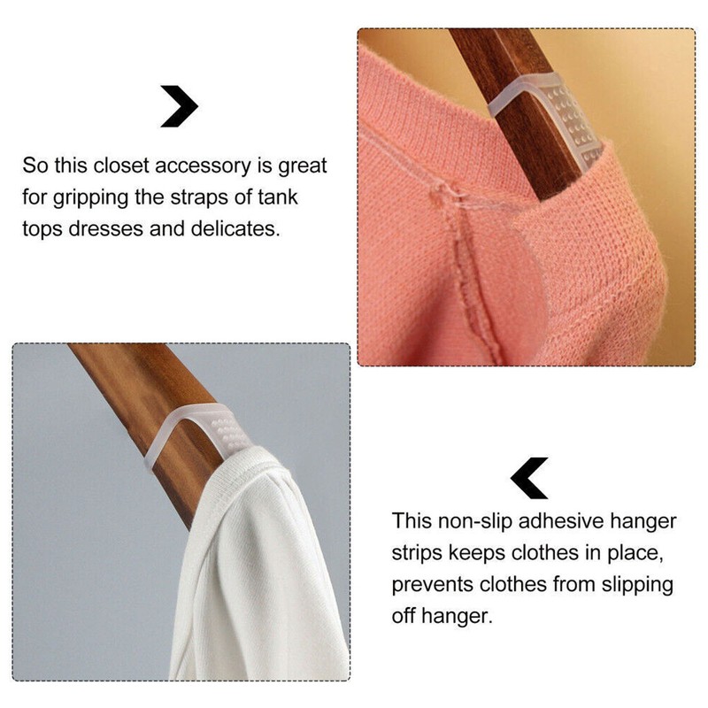 100pcs Clear Non Slip Silicone Clothes Hanger Grips Increased Friction