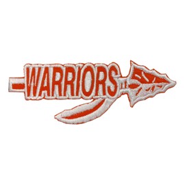 Warriors, Orange/White, Arrow, Spear, Embroidered, Iron on Patch