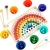 Wooden Peg Board Beads Game Educational Rainbow Clip Beads Puzzle