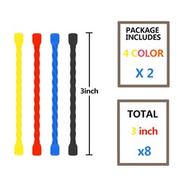 Dreamxiang 8Pcs 3-inch Silicone Cable Ties Reusable Steel-Core Silicone Twist Colorful Cable Tie Straps for Bundling and Organizing, Bendable Holder Strap for Indoor and Out All Purpose,4 Colors