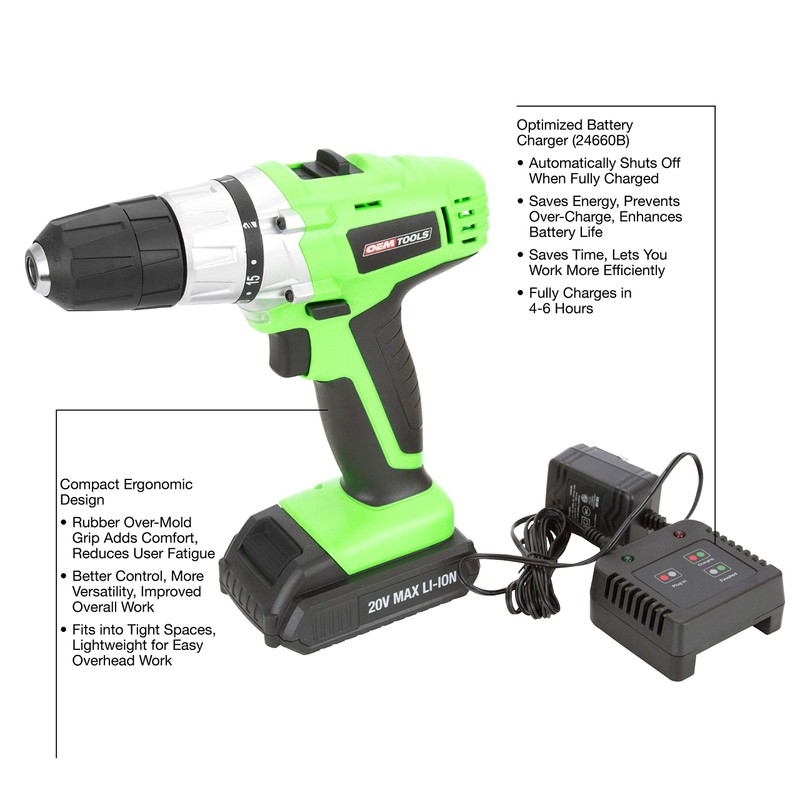 OEMTOOLS 24660 20 Volt Max Lithium Ion 3/8 Inch Drive