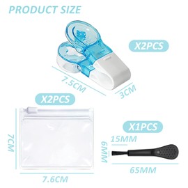2 Piece Pill Dispenser with 1 Piece Brush, 2 Piece Zipper Bag, Pill Punch, Pill Dispenser, Storage Box for Pill Dispenser, Pill Dispenser Aid, Portable Pill Divider