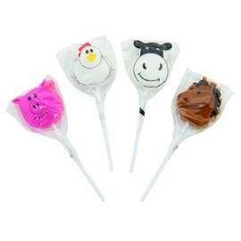 Novelty Themed Individually Wrapped Lollipops, 12 Pieces, Farm Animals, Pig, Chicken, Cow, Horse, Party Favors
