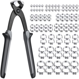 Hose Clip Clamp Justech 100PCs Hose Clips 5.8-21mm 10 Sizes Hose Clamps 304 Austenitic Stainless Steel The Single Ear Stepless Hose Clamp with Clamp Plier Tool