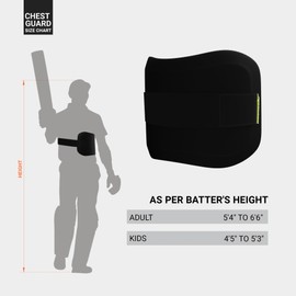 moonwalkr Cricket Chest Guard Protective Gear for Batters (5'4" - 6'6") Lightweight Cricket Equipment Maximum Protection Durable Chest Guard for Players (Black, Adult)
