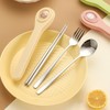 Chopsticks, Fork Spoon, 3-piece Set, Cutlery Set, Stainless Steel, Chopsticks,