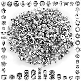 350 piezas de cuentas separadoras plateadas para hacer joyas, cuentas mixtas a granel en estilos aleatorios de metal para pulseras, collares, pendientes para hacer joyas