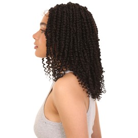 LUXLUXE Adeline 16-inches Passion Twist 4"×5" HD Lace Wig, Heat Resistant Fiber, (Dark Brown)