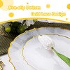 Lullaby 100pcs White Plastic Plates with Gold Rim, Fancy Lace-Edged