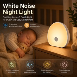 White Noise Night Light – 10 Soothing Sounds & 7-Color Ambient Night Light for Bedroom and Nursery