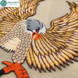 Large Eagle Back Patch Brown - 25 x 28 cm - Embroidered Patch for Biker, Back Patch, XXL Patch, Eagle Bird, Patch Back Patch for Motorcycle Jackets, Cuts, Leather Vests - High Quality Embroidery