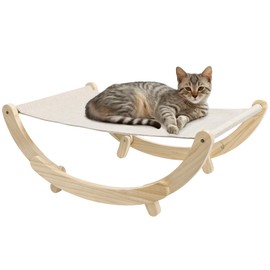 Navaris Cat Swing Bed - Spacious & Comfortable Cat Hammock Bed - Elevated Cat Chair Bed for Large Cats - Cat Furniture for Outdoor or Indoor Cats - 2-in-1 Design Raised Cat Bed