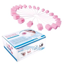 Disposable Unflavored Oral Mouth Cleaning Care Sponge Swabs， 50 Count (Pink)