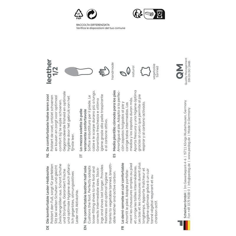 Pedag Half 1/2 Leather Inserts Forefoot Cushion, EU43/44 / Men