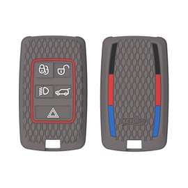KEYCARE Silicone Key Cover fit for Range Rover : Sport, Evoque, Velar, Discovery, Defender (2018, 2019, 2020, 2021) 5 Button Smart Key (Grey)