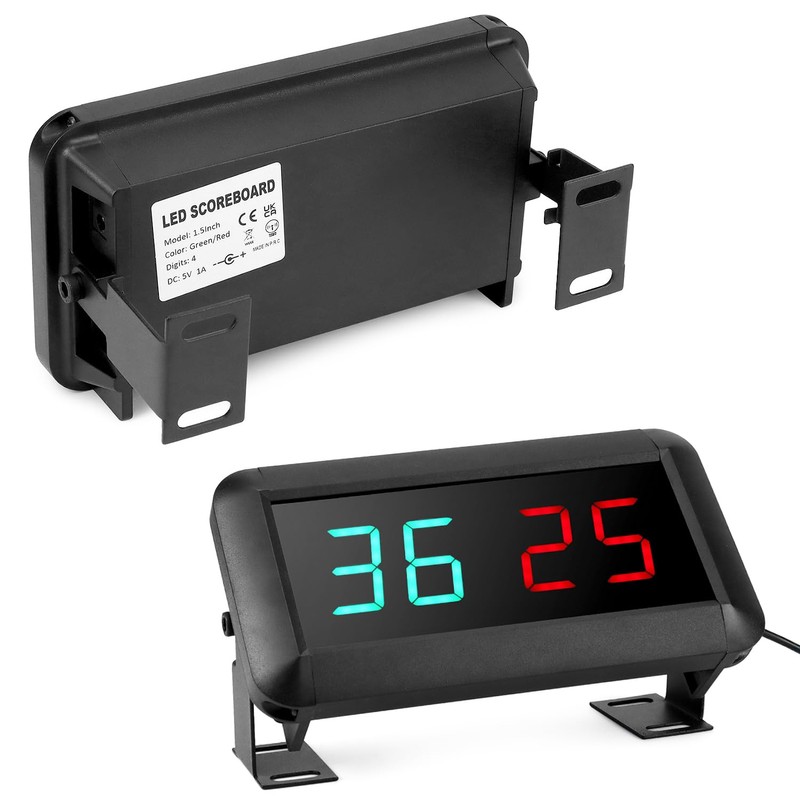 QWORK® Portable LED Sports Scoreboard 0-99 with Adjustable Brightness, Remote