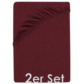 NatureMark Set of 2 Children's Jersey Fitted Sheets, 100% Cotton, for Cot and Cot 70 x 140 cm, Bordeaux Red