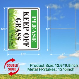 2 Pack Keep Off Grass Sign with Stake, 12.6"x9.5" keep dogs off lawn sign, Stay Off Grass Signs, Double Side Corrugated Plastic，UV Protected, Weatherproof, Fade- Resistant, Easy to Mount