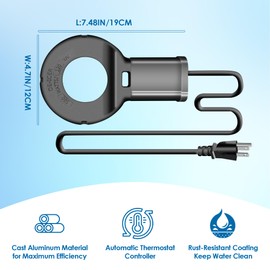 Eggluuz Utility De-Icer 500 Watt Submergible Cast Aluminum Chicken Water Heater Livestock Tank Heater for Winter Black