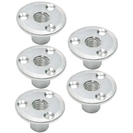 Yinpecly M12 Brad Hole Tee Nut Carbon Steel Round Base Screw-in T-Nuts Furniture Hardware Flange Insert Mounting for Furniture Installation 5pcs
