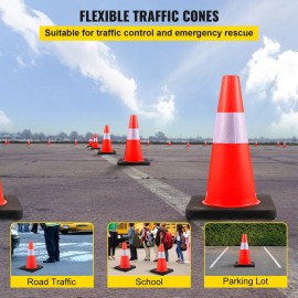 Unbranded Safety Cones Traffic Cones 18" Orange Reflective Collars Road Cones 5PCs