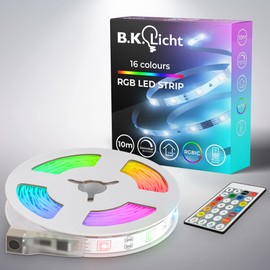 B.K.Licht - LED Strip 10 m with Music Sensor, Remote Control, RGB IC Dynamic Colour Changing, LED Strip, Room Decoration, Gaming Decoration, LED Strip, LED Light Strip, 100 x 1 x 0.3 cm, White
