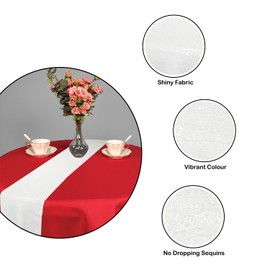 WedDecor Glitter Sequin Table Runner 11x108 Inch, For Wedding, Birthday Events, Chair Sashes Swags Christmas, Home Décor Dining Table Runners Party Decorations, White, 1pc