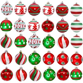 30 Pcs Christmas Ball Ornaments Red and Green Shatterproof Christmas Balls for Christmas Tree Ornaments XMAS Decorations Christmas Wreath Garlands Decor