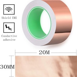 Kinfezlon Copper Tape Against Snails, Snail Tape, Copper, Double-Sided Conductive EMI Copper Foil Tape, Electromagnetic Shielding, for Raised Bed Plants, Soldering, DIY Work (30 mm x 20 m)