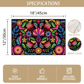 Cinco De Mayo - Juego de 4 manteles individuales Dia De Los Muertos, 5 de Mayo, decoraciones y suministros rústicos de fiesta mexicana para el hogar, mesa de cocina, 12 x 18 pulgadas