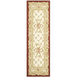 Safavieh Chelsea Collection HK73A Hand-Hooked French Country Wool Runner, 2'6" x 8' , Ivory / Burgundy