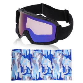 Motoforti 1 Set Motorcycle Riding Goggles PC TPU Cycling Sunglasses Blue Purple Lens Black Frame