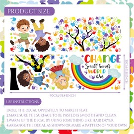 Resurhang Large Welcome Back to School Wall Stickers for Classroom Peel and Stick Colorful Wall Decals First Day of School Wall Murals Art for Playroom Daycare Preschool Nursery Decor(Hand)