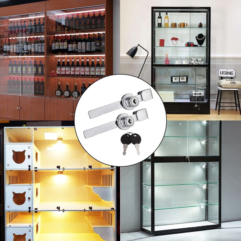 12Pack Display Case Lock Showcase for Sliding Glass Door, Lock
