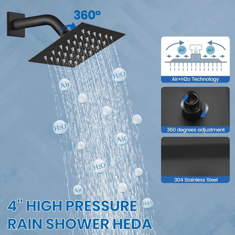Airuida Shower Faucet Set Bathroom Rain Shower System SUS304 Stainless