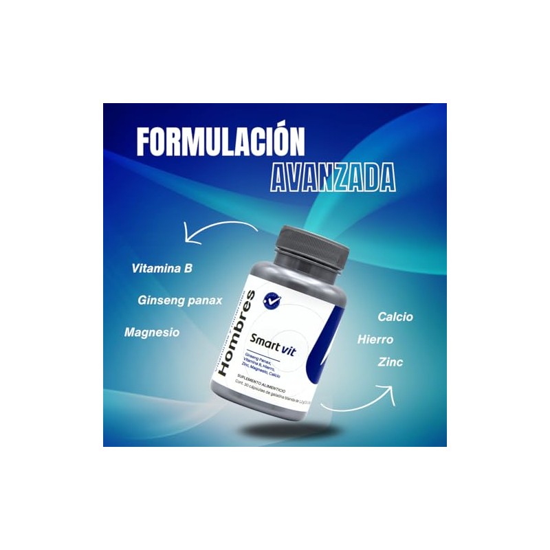 SMART VIT Hombres Vitaminas Premium con Ginseng, Complejo B, Vitamina