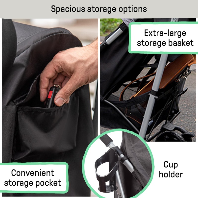 Summer Infant 3Dlite ST Convenience Stroller, Black & Gray -