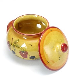 Made In Portugal Pottery Garlic Pot Strawberry Pattern Hand Painted Strawberry Garlic Storage Yellow PFA cl-43 a – FS