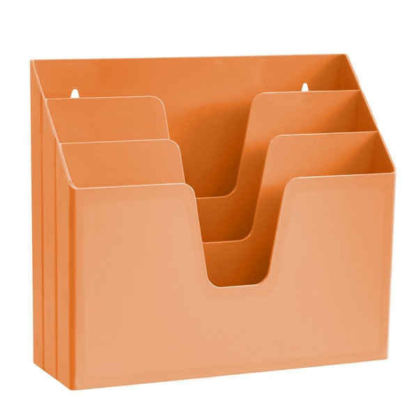 Acrimet Horizontal Triple File Folder Holder Organizer (Orange Citrus Color)