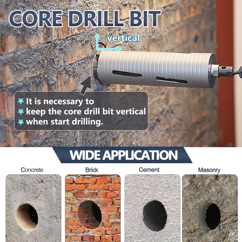 6-1/2 inch Diamond Dry Core Drill Bit, 10" Drilling Depth,
