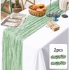 HEIPINIUYE 2 Pcs 13FT Sage Green Cheesecloth Table Runner 35