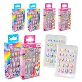 CRAZE Sticker per Unghie Galupy, Confezione da 4-96 Unghie Finte Autoadesive per Bambine, Set Manicure per Bambina